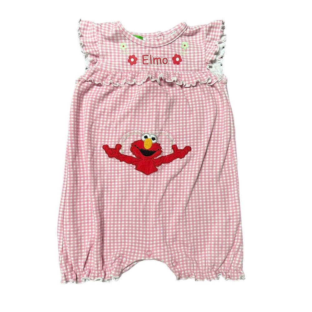 Sesame Street Pink Gingham Elmo Appliqué Sleeveless Romper (18 month)